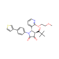COCCOc1ncccc1[C@@H]1[C@@H](C(=O)C(C)(C)C)C(=O)C(=O)N1c1ccc(-c2ccsc2)cc1 ZINC000169695159