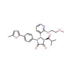 COCCOc1ncccc1[C@@H]1[C@@H](C(=O)C(C)C)C(=O)C(=O)N1c1ccc(-c2ccc(C)o2)cc1 ZINC000169695918