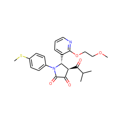 COCCOc1ncccc1[C@@H]1[C@@H](C(=O)C(C)C)C(=O)C(=O)N1c1ccc(SC)cc1 ZINC000169696353