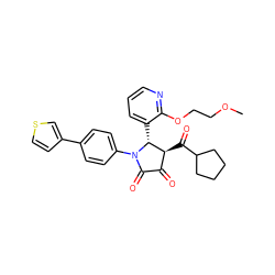 COCCOc1ncccc1[C@@H]1[C@@H](C(=O)C2CCCC2)C(=O)C(=O)N1c1ccc(-c2ccsc2)cc1 ZINC000169696481