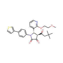 COCCOc1ncccc1[C@@H]1[C@@H](C(=O)CC(C)(C)C)C(=O)C(=O)N1c1ccc(-c2ccsc2)cc1 ZINC000169696274