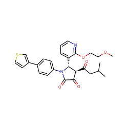 COCCOc1ncccc1[C@@H]1[C@@H](C(=O)CC(C)C)C(=O)C(=O)N1c1ccc(-c2ccsc2)cc1 ZINC000169695531