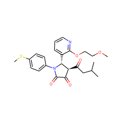 COCCOc1ncccc1[C@@H]1[C@@H](C(=O)CC(C)C)C(=O)C(=O)N1c1ccc(SC)cc1 ZINC000169696599