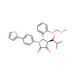 COCOc1ccccc1[C@@H]1[C@@H](C(=O)C(C)C)C(=O)C(=O)N1c1ccc(-c2ccco2)cc1 ZINC000169695471