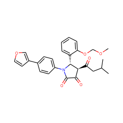 COCOc1ccccc1[C@@H]1[C@@H](C(=O)CC(C)C)C(=O)C(=O)N1c1ccc(-c2ccoc2)cc1 ZINC000169695894