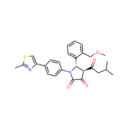 COCc1ccccc1[C@@H]1[C@@H](C(=O)CC(C)C)C(=O)C(=O)N1c1ccc(-c2csc(C)n2)cc1 ZINC000169696146