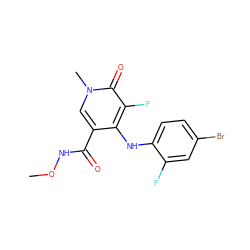 CONC(=O)c1cn(C)c(=O)c(F)c1Nc1ccc(Br)cc1F ZINC000013679358