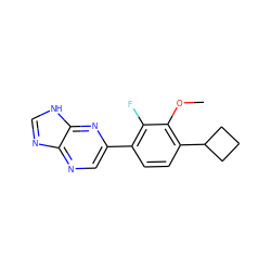 COc1c(C2CCC2)ccc(-c2cnc3nc[nH]c3n2)c1F ZINC000224547946