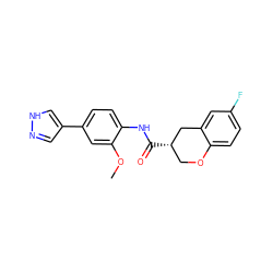 COc1cc(-c2cn[nH]c2)ccc1NC(=O)[C@H]1COc2ccc(F)cc2C1 ZINC000040933807