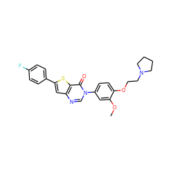 COc1cc(-n2cnc3cc(-c4ccc(F)cc4)sc3c2=O)ccc1OCCN1CCCC1 ZINC000040566993