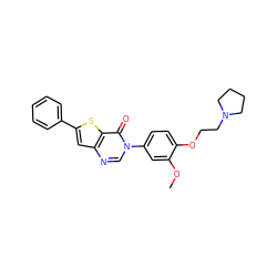 COc1cc(-n2cnc3cc(-c4ccccc4)sc3c2=O)ccc1OCCN1CCCC1 ZINC000003815931