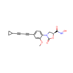 COc1cc(C#CC#CC2CC2)ccc1N1C[C@@H](C(=O)NO)OC1=O ZINC000653825376