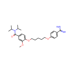 COc1cc(C(=O)N(C(C)C)C(C)C)ccc1OCCCCCOc1ccc(C(=N)N)cc1 ZINC000003786875