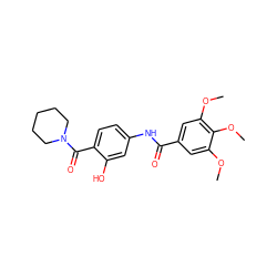 COc1cc(C(=O)Nc2ccc(C(=O)N3CCCCC3)c(O)c2)cc(OC)c1OC ZINC000169353907