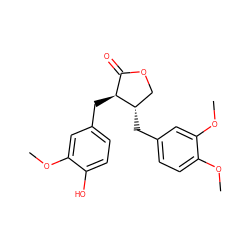 COc1cc(C[C@H]2C(=O)OC[C@@H]2Cc2ccc(OC)c(OC)c2)ccc1O ZINC000001615344