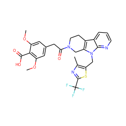 COc1cc(CC(=O)N2CCc3c(n(Cc4sc(C(F)(F)F)nc4C)c4ncccc34)C2)cc(OC)c1C(=O)O ZINC000220183776