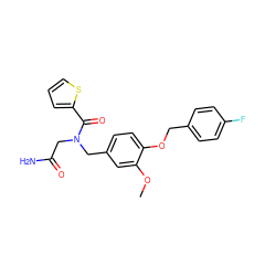 COc1cc(CN(CC(N)=O)C(=O)c2cccs2)ccc1OCc1ccc(F)cc1 ZINC001772623292