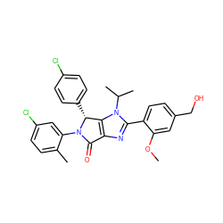 COc1cc(CO)ccc1-c1nc2c(n1C(C)C)[C@@H](c1ccc(Cl)cc1)N(c1cc(Cl)ccc1C)C2=O ZINC000169705399