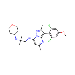 COc1cc(Cl)c(-c2c(C)nn3c(NCC(C)(C)NC4CCOCC4)cc(C)nc23)c(Cl)c1 ZINC000071332278