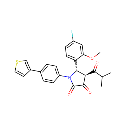 COc1cc(F)ccc1[C@@H]1[C@@H](C(=O)C(C)C)C(=O)C(=O)N1c1ccc(-c2ccsc2)cc1 ZINC000169695805
