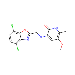 COc1cc(NCc2nc3c(Cl)ccc(Cl)c3o2)c(=O)[nH]c1C ZINC000005891340