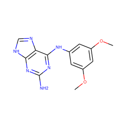 COc1cc(Nc2nc(N)nc3[nH]cnc23)cc(OC)c1 ZINC000008993691