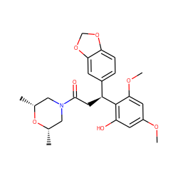 COc1cc(O)c([C@@H](CC(=O)N2C[C@H](C)O[C@H](C)C2)c2ccc3c(c2)OCO3)c(OC)c1 ZINC000095584597