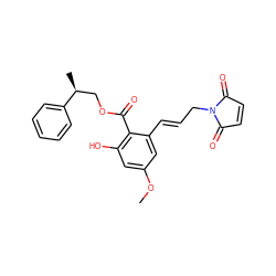COc1cc(O)c(C(=O)OC[C@H](C)c2ccccc2)c(/C=C/CN2C(=O)C=CC2=O)c1 ZINC000299837458