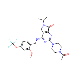 COc1cc(OC(F)(F)F)ccc1CNc1nc(N2CCN(C(C)=O)CC2)nc2c1CN(C(C)C)C2=O ZINC000084633398