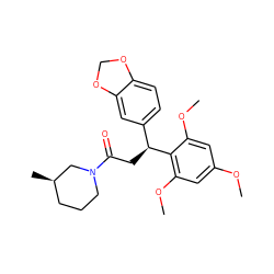 COc1cc(OC)c([C@@H](CC(=O)N2CCC[C@@H](C)C2)c2ccc3c(c2)OCO3)c(OC)c1 ZINC000095582213