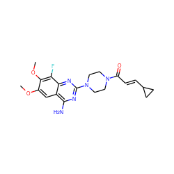 COc1cc2c(N)nc(N3CCN(C(=O)/C=C/C4CC4)CC3)nc2c(F)c1OC ZINC001772643999