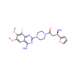 COc1cc2c(N)nc(N3CCN(C(=O)C[C@@H](N)c4ccco4)CC3)nc2c(F)c1OC ZINC000210838673