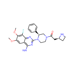 COc1cc2c(N)nc(N3CCN(C(=O)C[C@@H]4CCN4)C[C@@H]3c3ccccc3)nc2c(F)c1OC ZINC001772583885