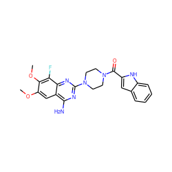 COc1cc2c(N)nc(N3CCN(C(=O)c4cc5ccccc5[nH]4)CC3)nc2c(F)c1OC ZINC000210852511