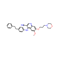 COc1cc2c(Nc3ccc(CCc4ccccc4)cc3)c(C#N)cnc2cc1OCCCN1CCOCC1 ZINC000029210633