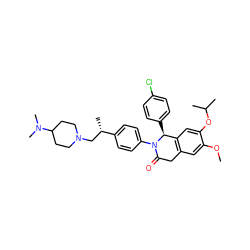 COc1cc2c(cc1OC(C)C)[C@H](c1ccc(Cl)cc1)N(c1ccc([C@@H](C)CN3CCC(N(C)C)CC3)cc1)C(=O)C2 ZINC000118799868