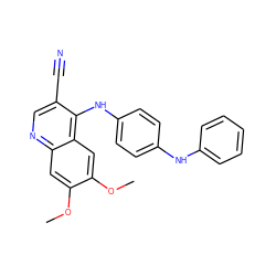 COc1cc2ncc(C#N)c(Nc3ccc(Nc4ccccc4)cc3)c2cc1OC ZINC000029209772