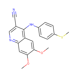 COc1cc2ncc(C#N)c(Nc3ccc(SC)cc3)c2cc1OC ZINC000029213242