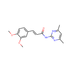 COc1ccc(/C=C/C(=O)Nc2nc(C)cc(C)n2)cc1OC ZINC000000199116