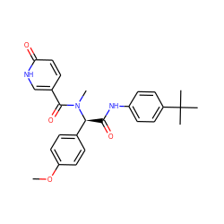 COc1ccc([C@H](C(=O)Nc2ccc(C(C)(C)C)cc2)N(C)C(=O)c2ccc(=O)[nH]c2)cc1 ZINC000299826501