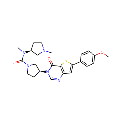 COc1ccc(-c2cc3ncn([C@H]4CCN(C(=O)N(C)[C@H]5CCN(C)C5)C4)c(=O)c3s2)cc1 ZINC000028818542