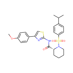 COc1ccc(-c2csc(NC(=O)[C@H]3CCCCN3S(=O)(=O)c3ccc(C(C)C)cc3)n2)cc1 ZINC000084713729