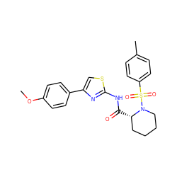 COc1ccc(-c2csc(NC(=O)[C@H]3CCCCN3S(=O)(=O)c3ccc(C)cc3)n2)cc1 ZINC000084712890