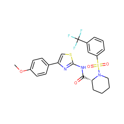 COc1ccc(-c2csc(NC(=O)[C@H]3CCCCN3S(=O)(=O)c3cccc(C(F)(F)F)c3)n2)cc1 ZINC000084690217