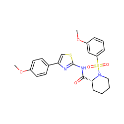 COc1ccc(-c2csc(NC(=O)[C@H]3CCCCN3S(=O)(=O)c3cccc(OC)c3)n2)cc1 ZINC000084690514