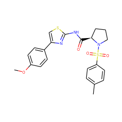 COc1ccc(-c2csc(NC(=O)[C@H]3CCCN3S(=O)(=O)c3ccc(C)cc3)n2)cc1 ZINC000008869169
