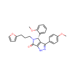 COc1ccc(-c2n[nH]c3c2[C@@H](c2ccccc2OC)N(CCCc2ccco2)C3=O)cc1 ZINC000096177238