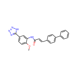 COc1ccc(-c2nnn[nH]2)cc1NC(=O)/C=C/c1ccc(-c2ccccc2)cc1 ZINC000028022685
