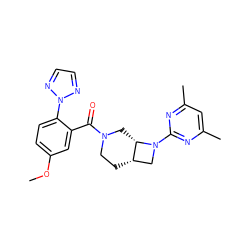 COc1ccc(-n2nccn2)c(C(=O)N2CC[C@H]3CN(c4nc(C)cc(C)n4)[C@H]3C2)c1 ZINC000116826812