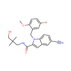 COc1ccc(Br)cc1Cn1c(C(=O)NCC(C)(C)CO)cc2cc(C#N)ccc21 ZINC000071318884